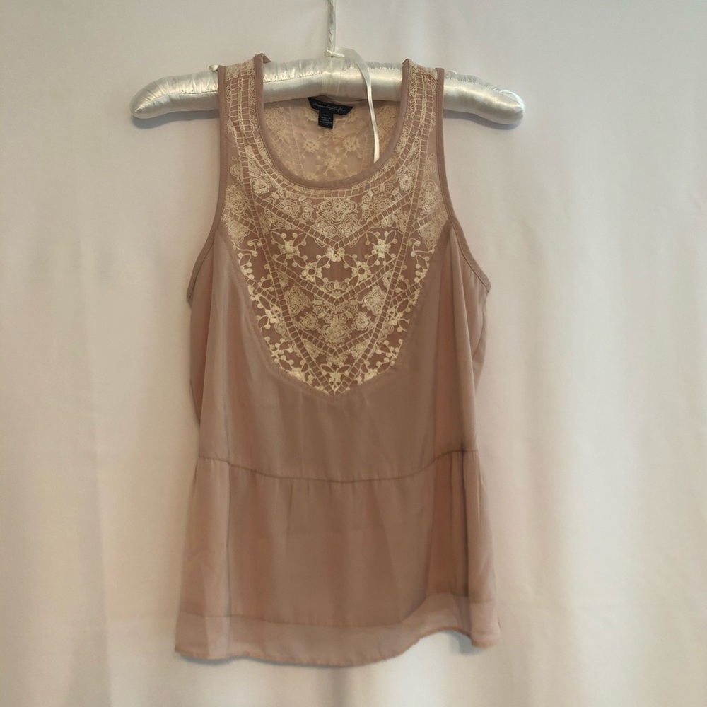 Light Pink Embroidered Pink Peplum Top